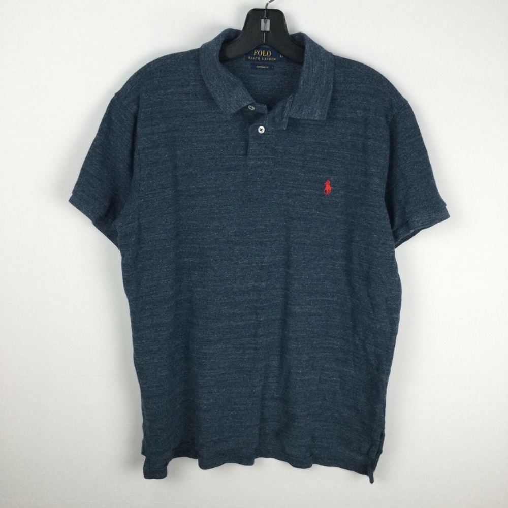 Polo by Ralph Lauren Men's Blue Polo Shirt size Large custom fit Red Pony